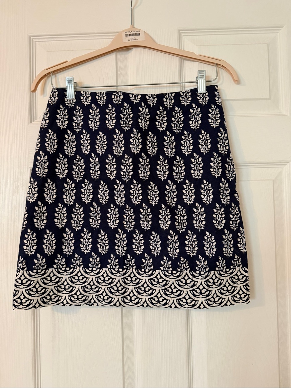 Talbots Petite Navy & Ivory Floral Border Print Skirt | Size 6P